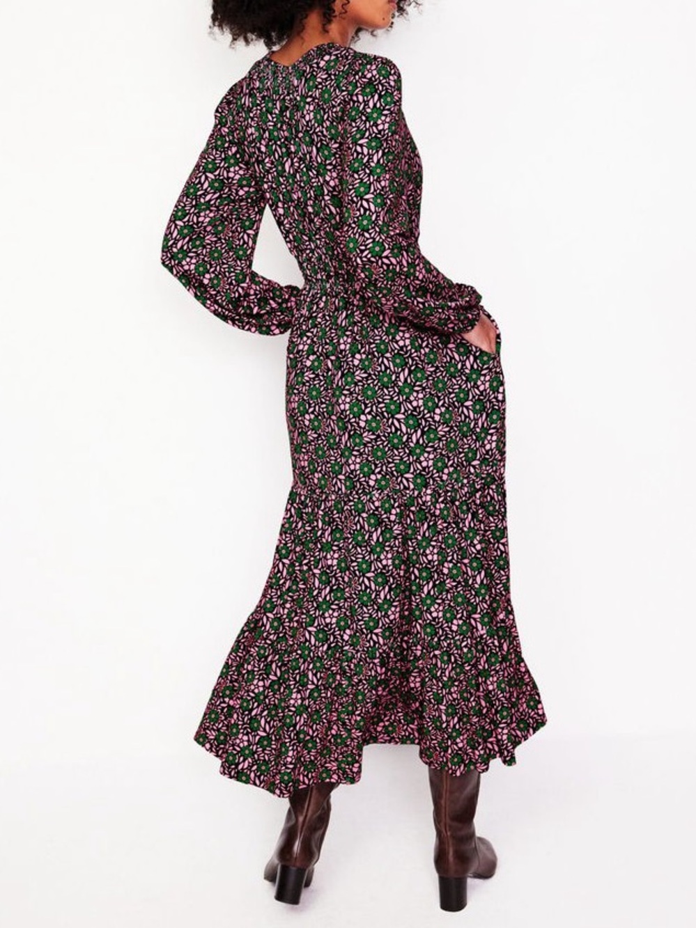 Boden Smock Tiered Jersey Midi Dress US 8 Regular NEW - Picture 2 of 6